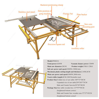 PDMJ16 Mini Vertical Folding Sliding Table Panel Saw para corte profissional de madeira