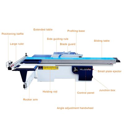 Máquina de serragem de painel de mesa deslizante de precisão de trabalho pesado de 3200 mm para cortar madeira