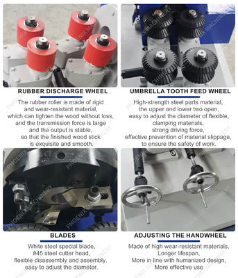 Máquina avançada de barras redondas de madeira para produção automática de manivela de vassoura e bastão de esfregão