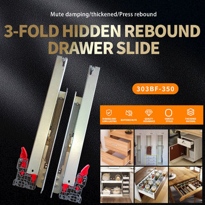 370mm Min Profundidade do gabinete Cabinet Drawer Rebote inferior 3 vezes Escondido Slide Rail 303BF-350
