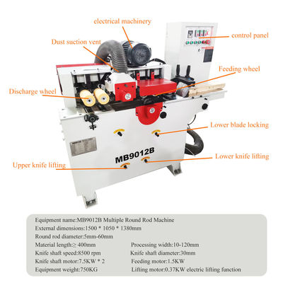 Processo de carpintaria MB9012B Máquina de fabricação de bastões redondos de alta velocidade industrial 7.5kw*2