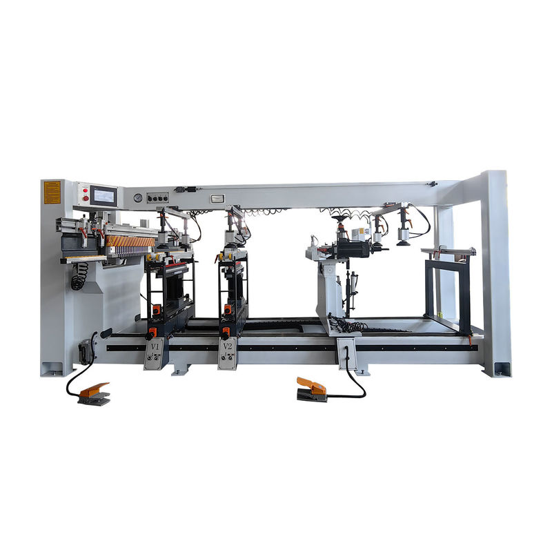Precisão Trabalho de madeira Máquina de perfurar de 4 linhas para móveis Perforação vertical horizontal