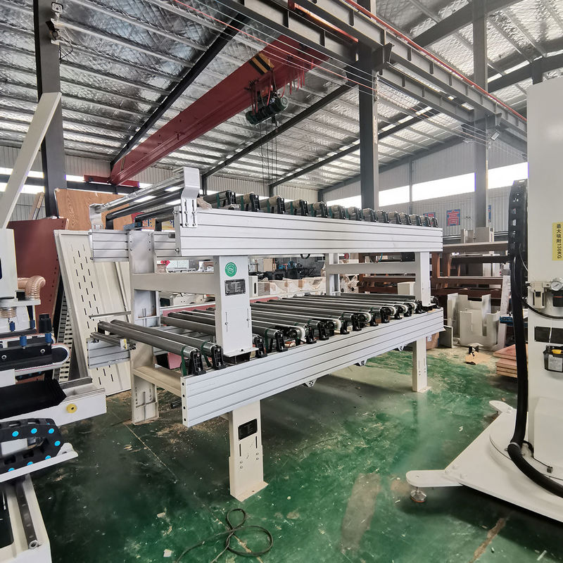 Equipamento de transporte automático de rolos múltiplos de aço inoxidável para produção de portas de madeira